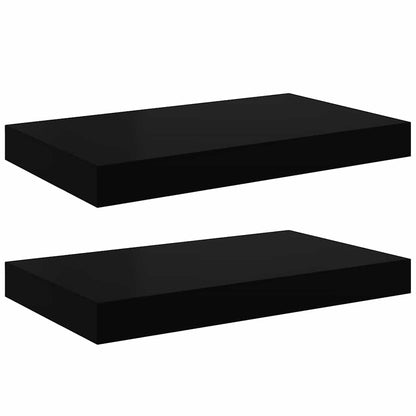 Floating Wall Shelves 2 pcs High Gloss Black 40x23x3.8 cm MDF