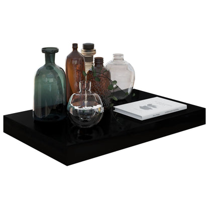 Floating Wall Shelves 2 pcs High Gloss Black 40x23x3.8 cm MDF