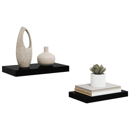 Floating Wall Shelves 2 pcs High Gloss Black 40x23x3.8 cm MDF