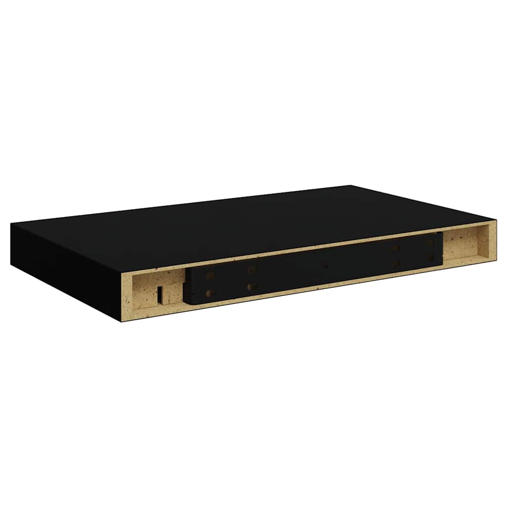 Floating Wall Shelves 2 pcs High Gloss Black 40x23x3.8 cm MDF