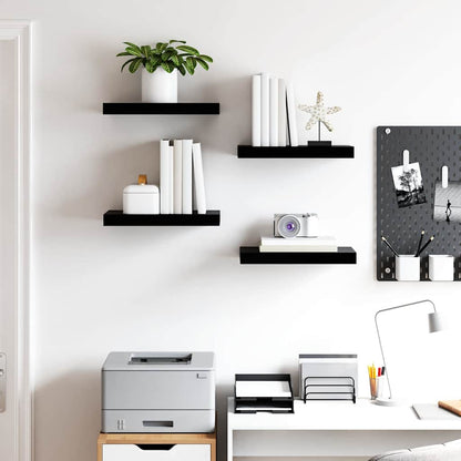 Floating Wall Shelves 4 pcs High Gloss Black 40x23x3.8 cm MDF