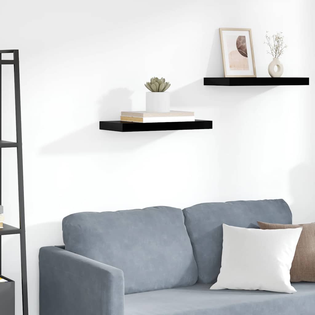 Floating Wall Shelf High Gloss Black 50x23.5x3.8 cm MDF