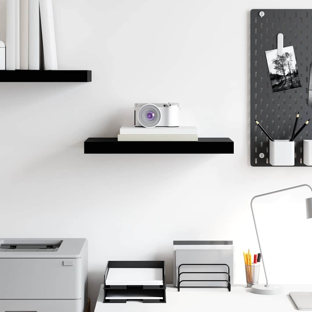 Floating Wall Shelf High Gloss Black 50x23.5x3.8 cm MDF