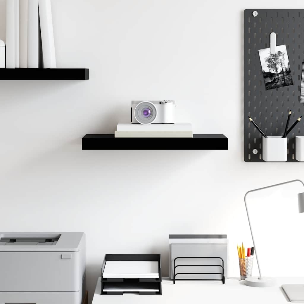 Floating Wall Shelf High Gloss Black 50x23x3.8 cm MDF