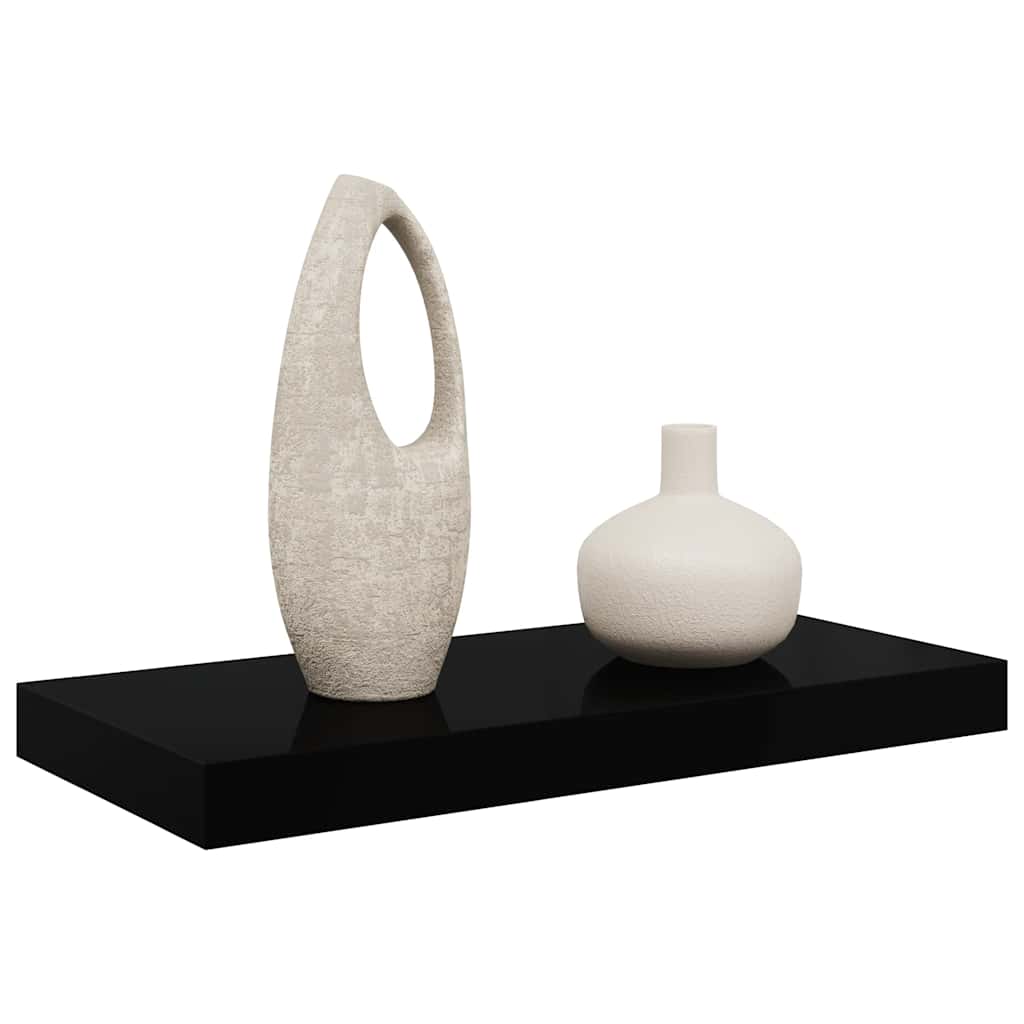 Floating Wall Shelf High Gloss Black 50x23x3.8 cm MDF