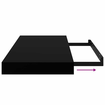 Floating Wall Shelf High Gloss Black 50x23x3.8 cm MDF