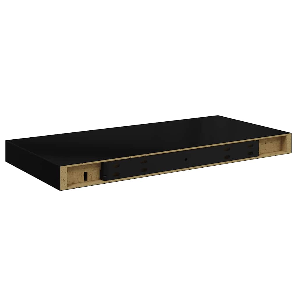Floating Wall Shelves 4 pcs High Gloss Black 50x23x3.8 cm MDF