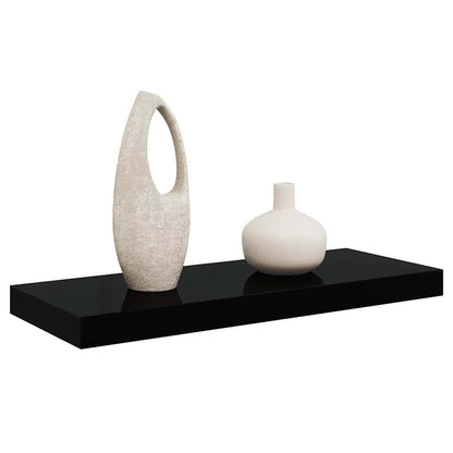 Floating Wall Shelf High Gloss Black 60x23.5x3.8 cm MDF