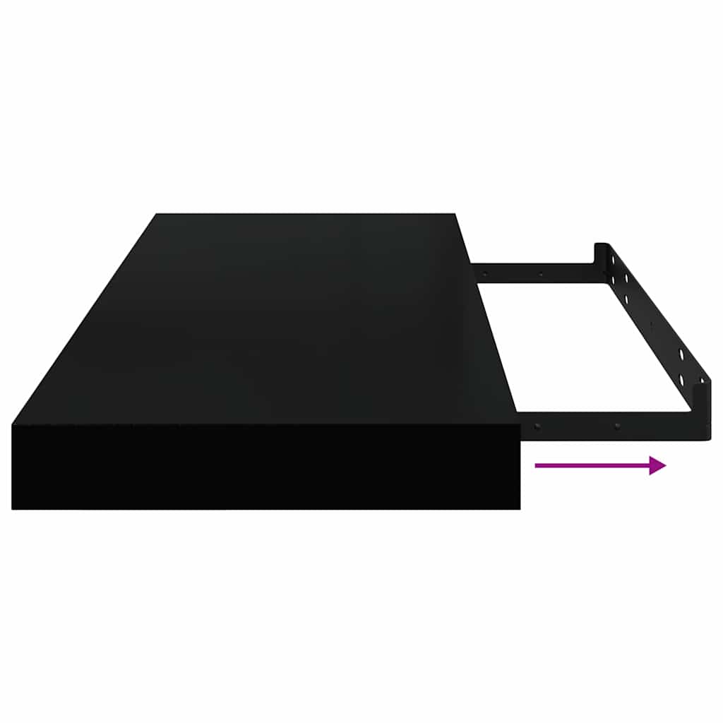 Floating Wall Shelves 2 pcs High Gloss Black 60x23.5x3.8 cm MDF