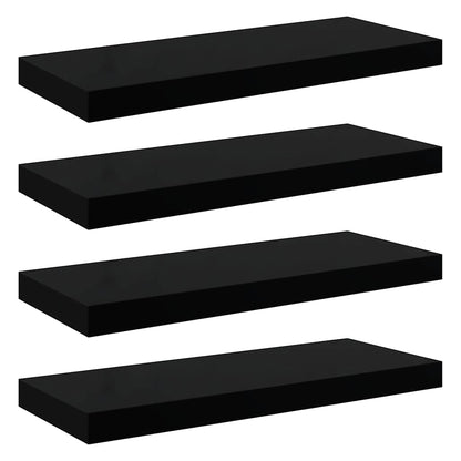 Floating Wall Shelves 4 pcs High Gloss Black 60x23.5x3.8 cm MDF
