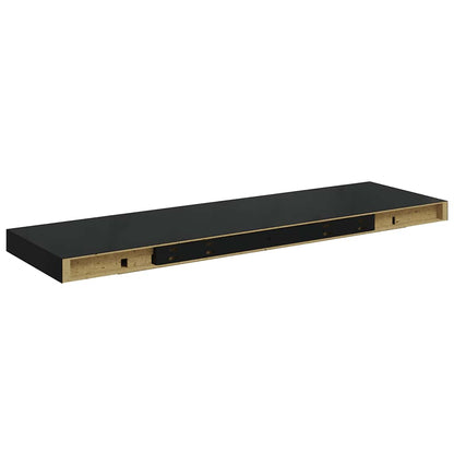 Floating Wall Shelf High Gloss Black 80x23.5x3.8 cm MDF