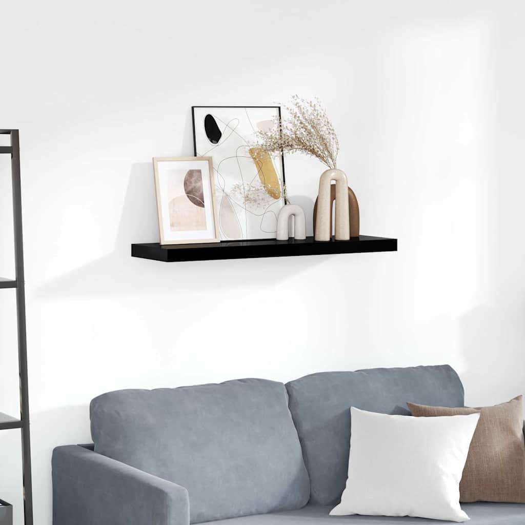 Floating Wall Shelf High Gloss Black 80x23.5x3.8 cm MDF