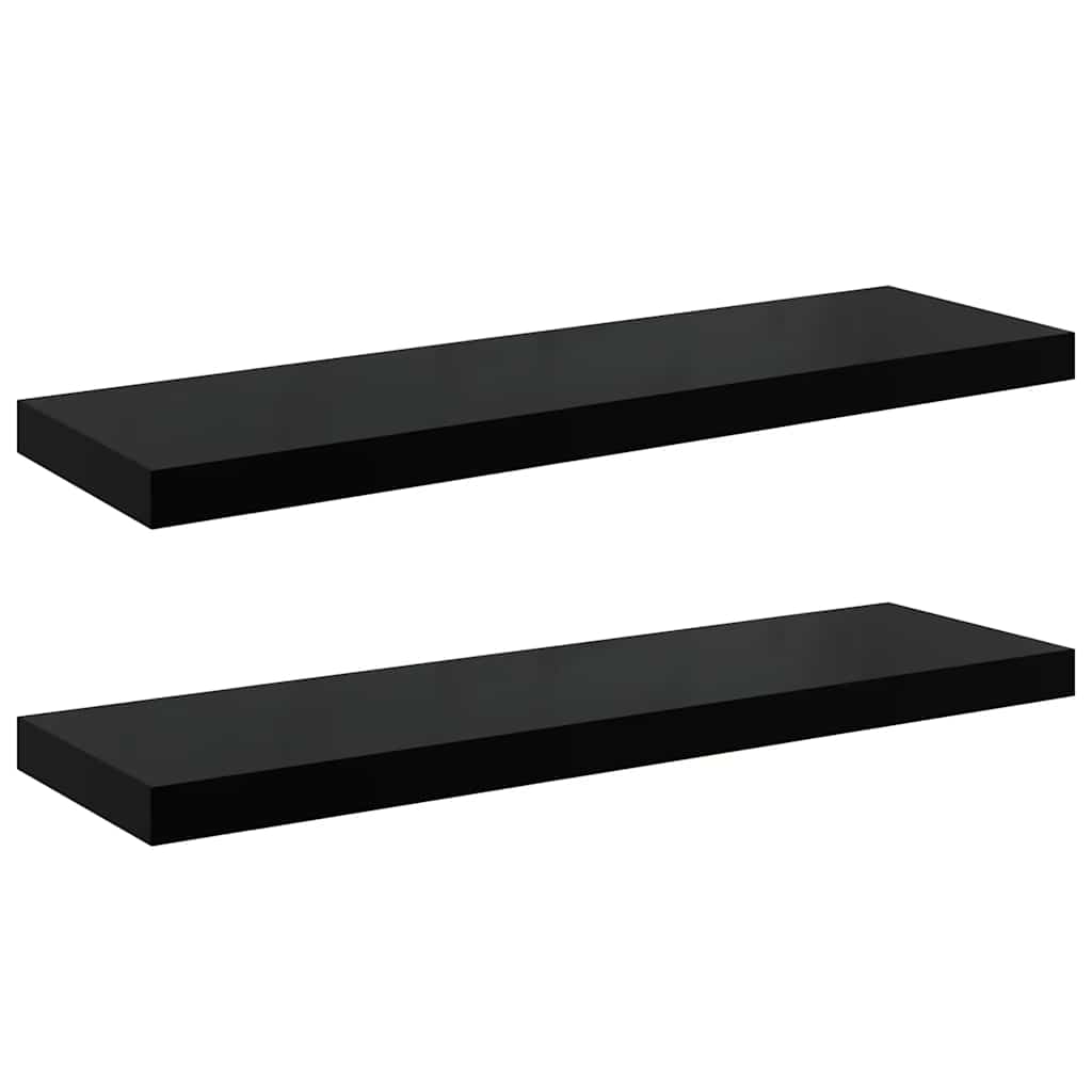 Floating Wall Shelves 2 pcs High Gloss Black 80x23.5x3.8 cm MDF