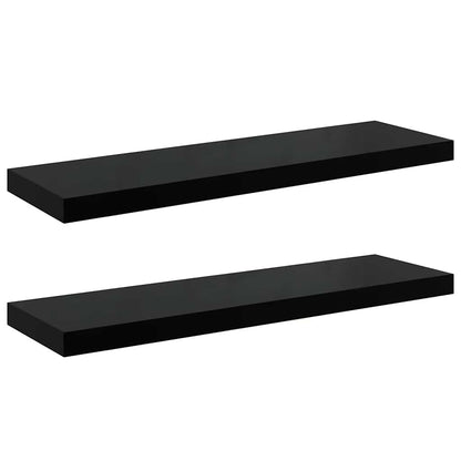 Floating Wall Shelves 2 pcs High Gloss Black 80x23.5x3.8 cm MDF