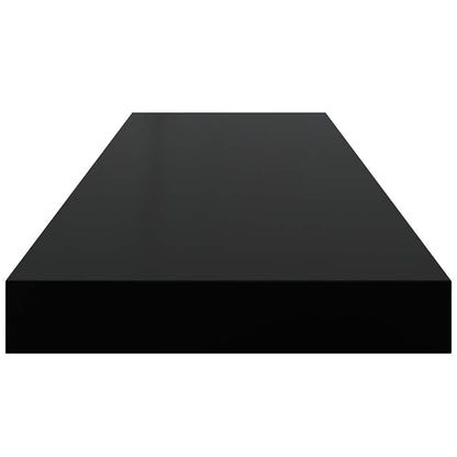 Floating Wall Shelves 2 pcs High Gloss Black 80x23.5x3.8 cm MDF