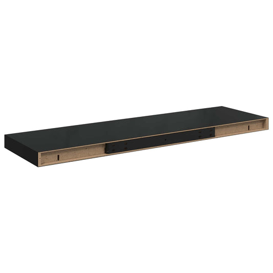 323774 vidaXL Floating Wall Shelves 4 pcs High Gloss Black 80x23,5x3,8 cm MDF