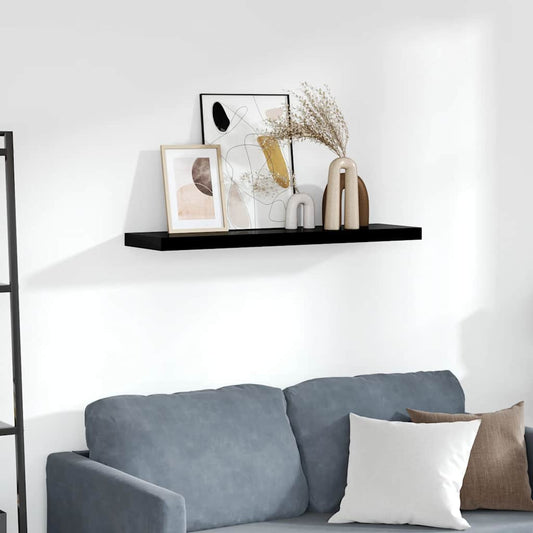 Floating Wall Shelf High Gloss Black 90x23.5x3.8 cm MDF