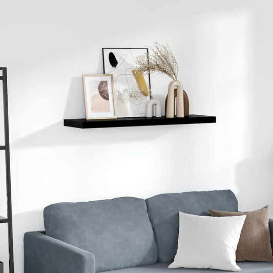 Floating Wall Shelf High Gloss Black 90x23.5x3.8 cm MDF