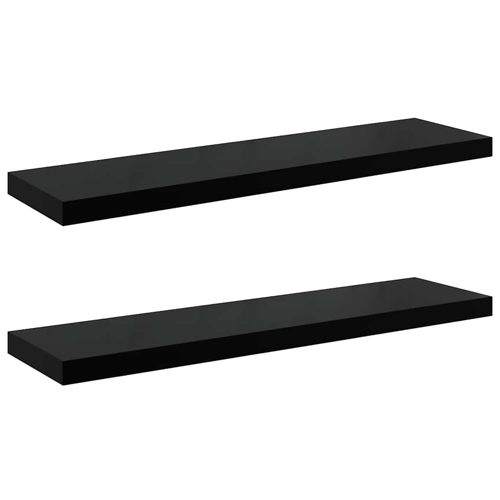 Floating Wall Shelves 2 pcs High Gloss Black 90x23.5x3.8 cm MDF