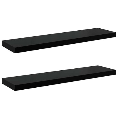 Floating Wall Shelves 2 pcs High Gloss Black 90x23.5x3.8 cm MDF