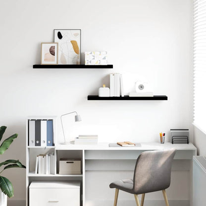 Floating Wall Shelves 2 pcs High Gloss Black 90x23.5x3.8 cm MDF