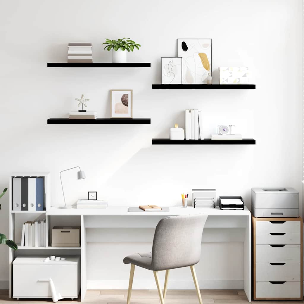 Floating Wall Shelves 4 pcs High Gloss Black 90x23.5x3.8 cm MDF