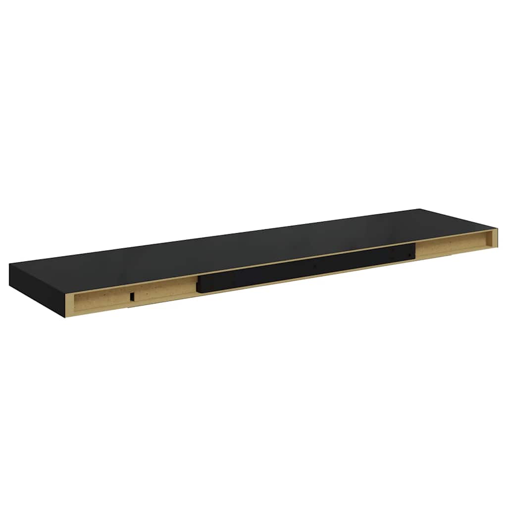 Floating Wall Shelves 4 pcs High Gloss Black 90x23.5x3.8 cm MDF