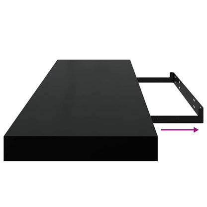 Floating Wall Shelves 4 pcs High Gloss Black 90x23.5x3.8 cm MDF