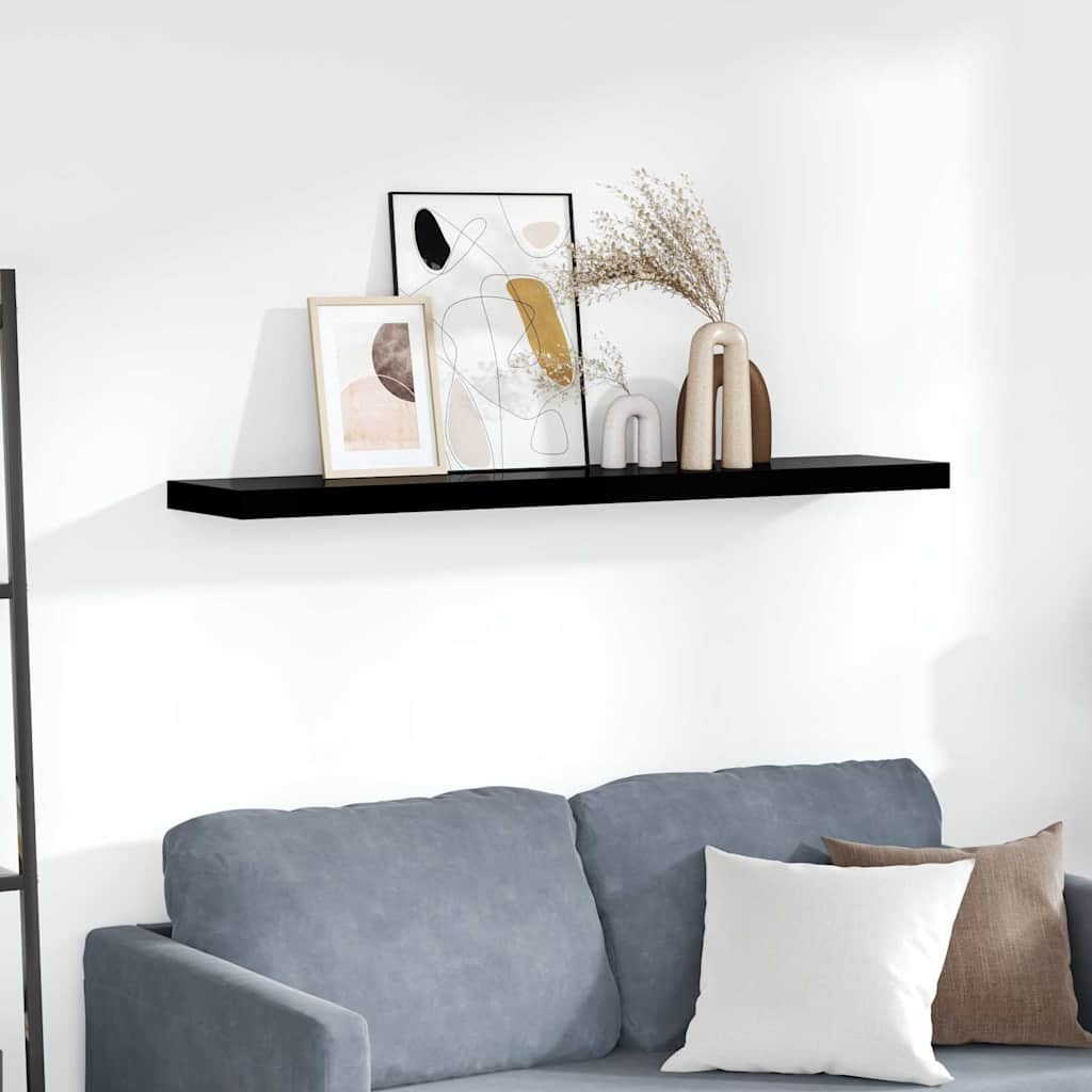 Floating Wall Shelf High Gloss Black 120x23.5x3.8 cm MDF