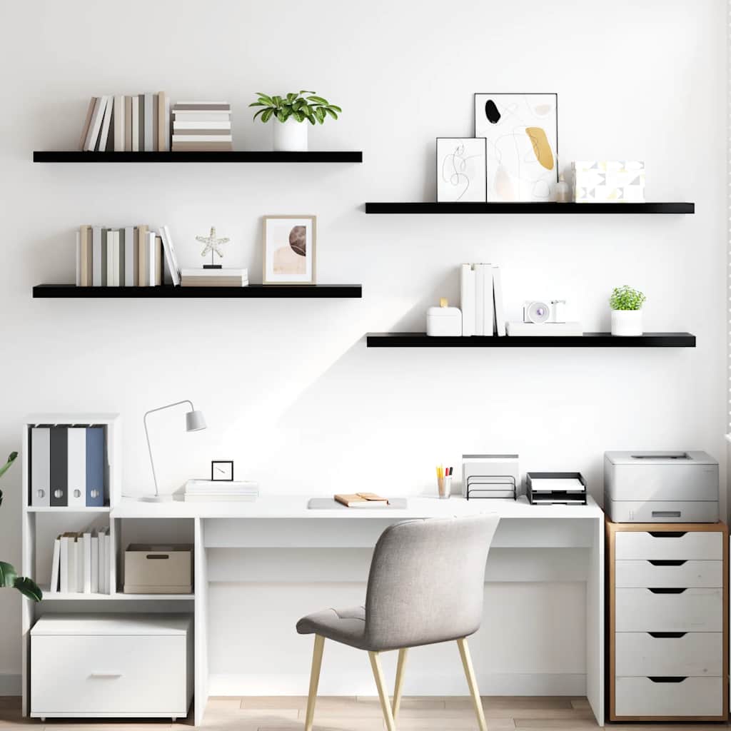 Floating Wall Shelves 4 pcs High Gloss Black 120x23.5x3.8 cm MDF