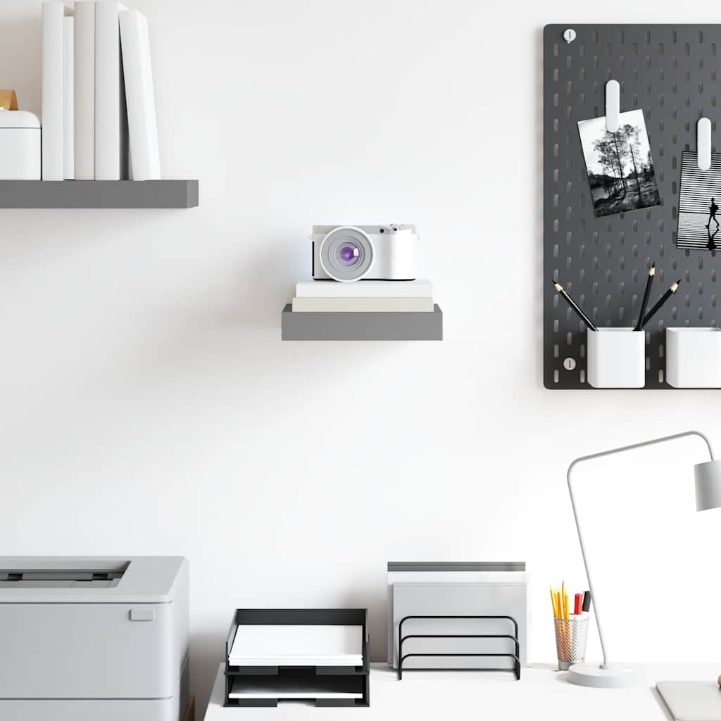 Floating Wall Shelf High Gloss Grey 23x23.5x3.8 cm MDF