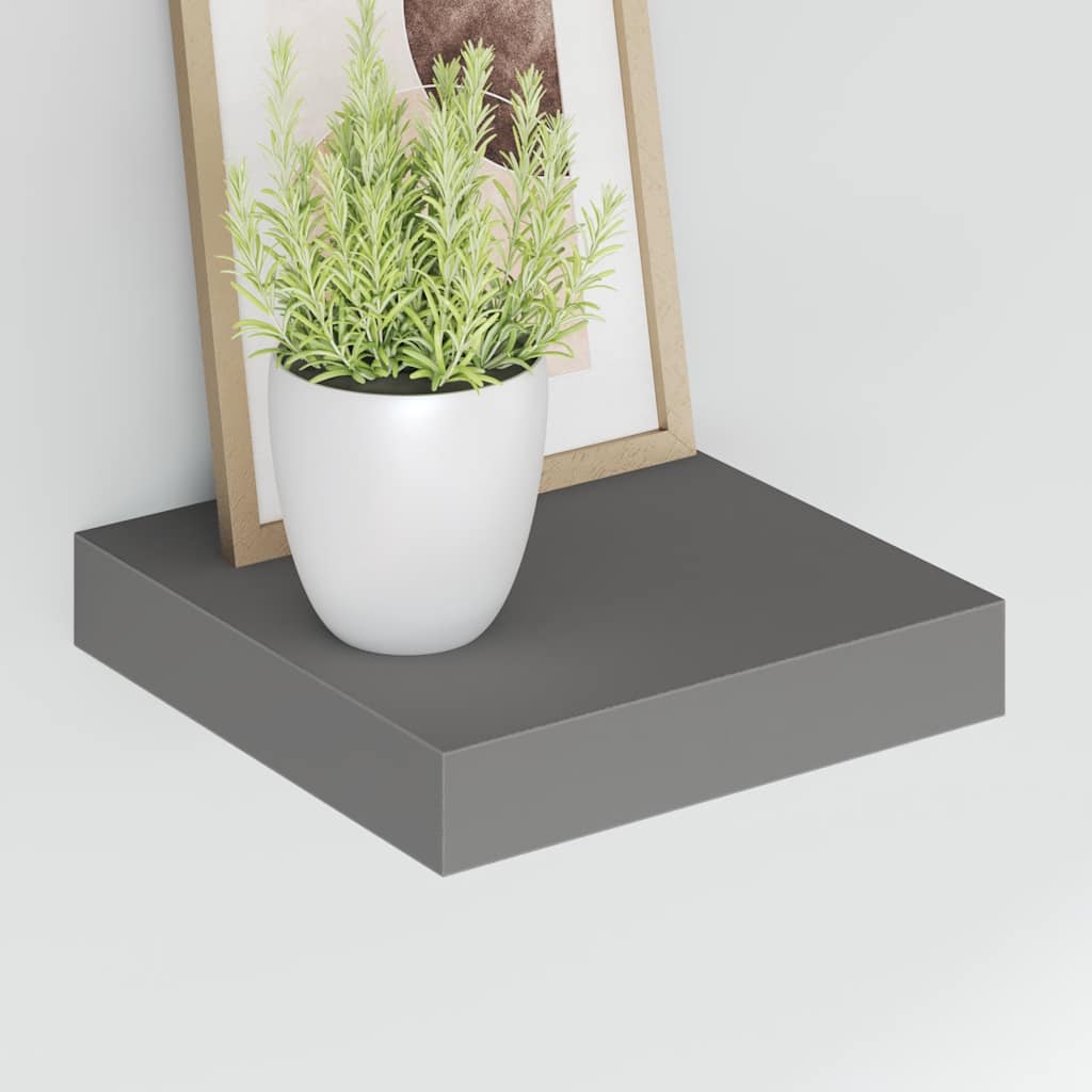 Floating Wall Shelf High Gloss Grey 23x23.5x3.8 cm MDF