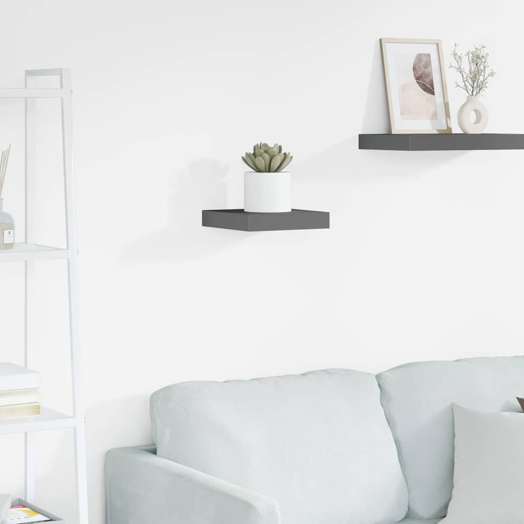 Floating Wall Shelf High Gloss Grey 23x23.5x3.8 cm MDF