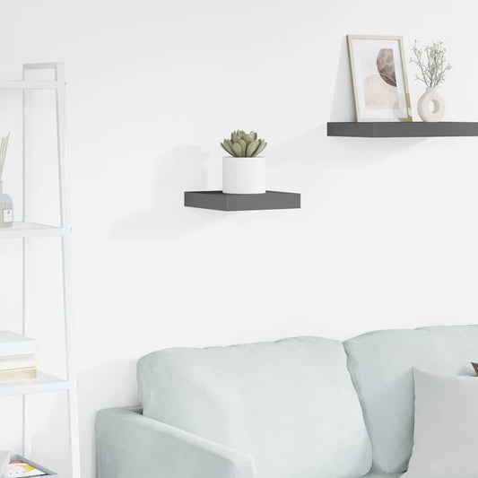 Floating Wall Shelf High Gloss Grey 23x23.5x3.8 cm MDF