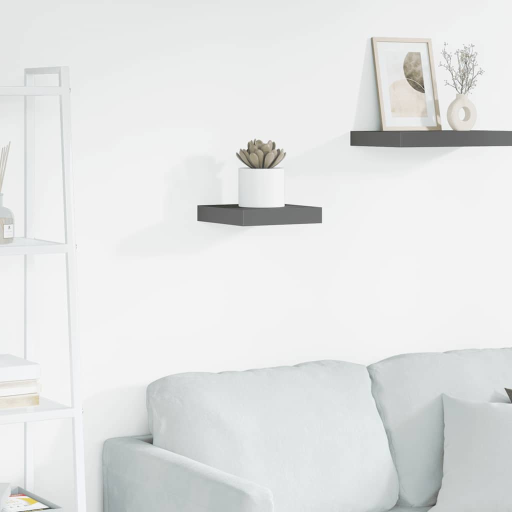 Floating Wall Shelf High Gloss Grey 23x23.5x3.8 cm MDF