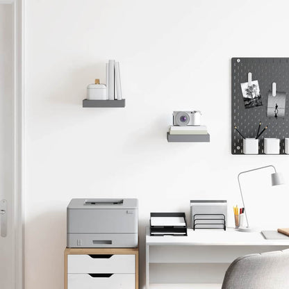 Floating Wall Shelves 2 pcs High Gloss Grey 23x23.5x3.8 cm MDF