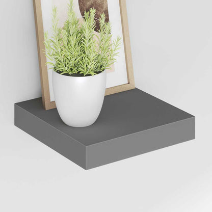 Floating Wall Shelves 2 pcs High Gloss Grey 23x23.5x3.8 cm MDF