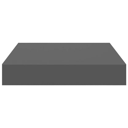 Floating Wall Shelves 2 pcs High Gloss Grey 23x23.5x3.8 cm MDF