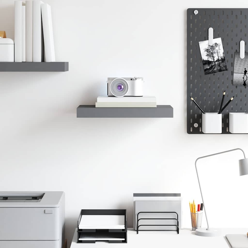 Floating Wall Shelf High Gloss Grey 40x23x3.8 cm MDF