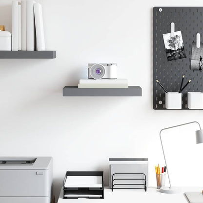 Floating Wall Shelf High Gloss Grey 40x23x3.8 cm MDF