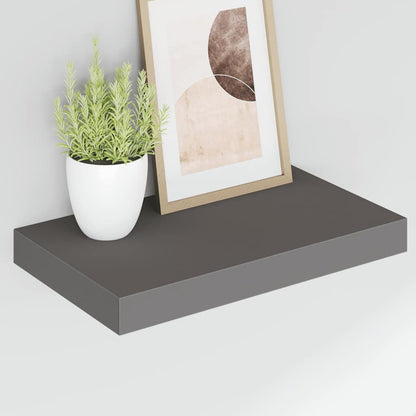 Floating Wall Shelf High Gloss Grey 40x23.5x3.8 cm MDF