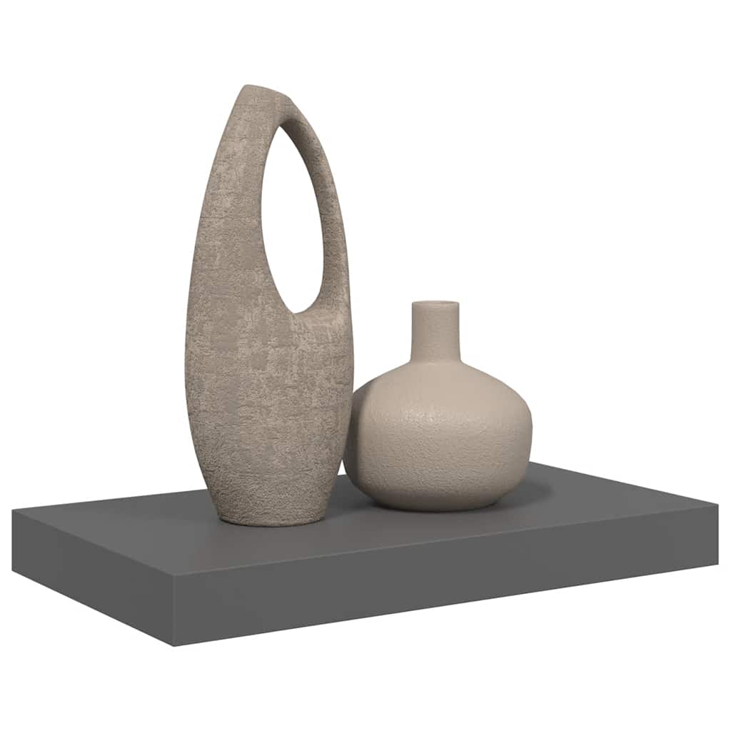 Floating Wall Shelf High Gloss Grey 40x23.5x3.8 cm MDF