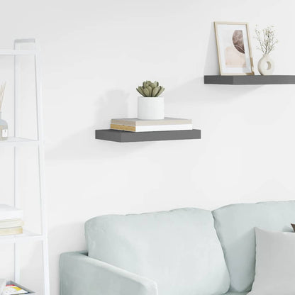 Floating Wall Shelf High Gloss Grey 40x23.5x3.8 cm MDF