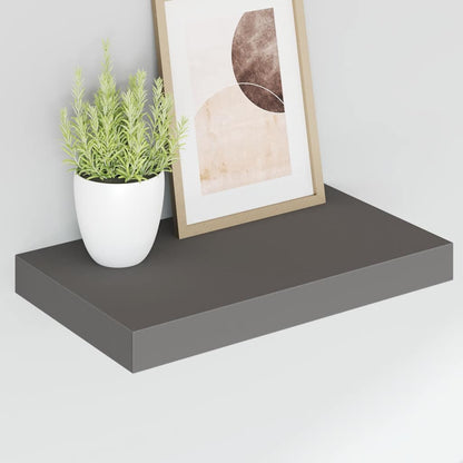 Floating Wall Shelves 2 pcs High Gloss Grey 40x23.5x3.8 cm MDF