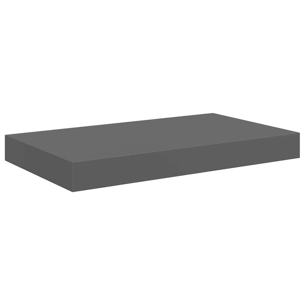Floating Wall Shelves 2 pcs High Gloss Grey 40x23x3.8 cm MDF