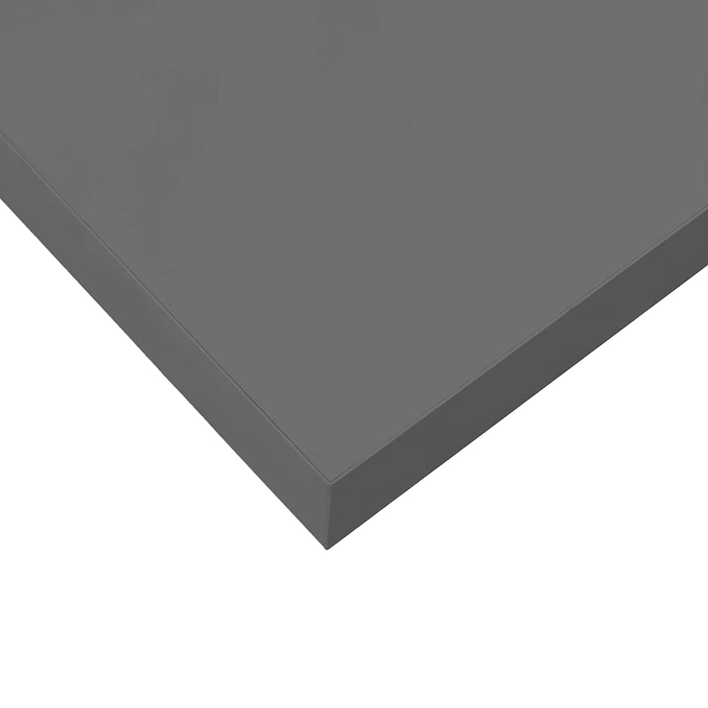 Floating Wall Shelves 2 pcs High Gloss Grey 40x23x3.8 cm MDF