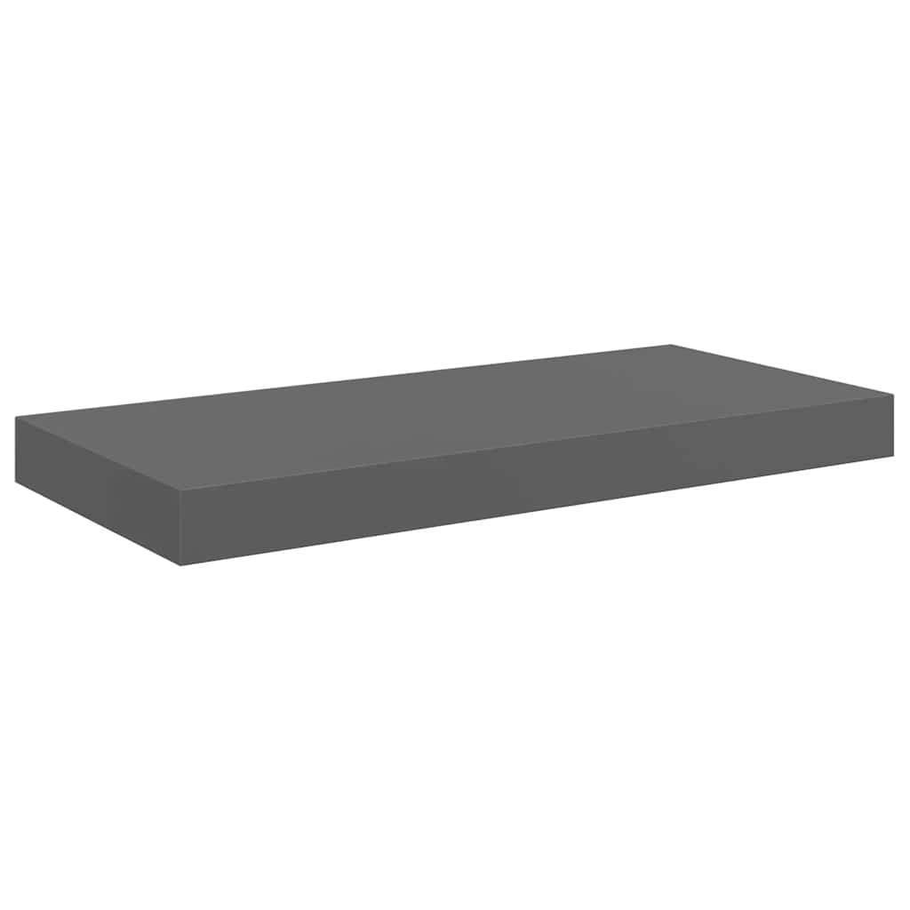 Floating Wall Shelf High Gloss Grey 50x23x3.8 cm MDF