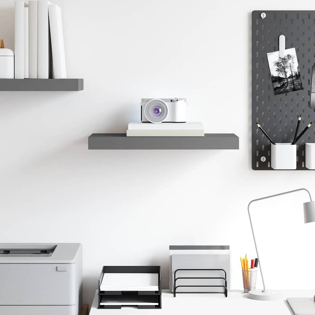 Floating Wall Shelf High Gloss Grey 50x23x3.8 cm MDF