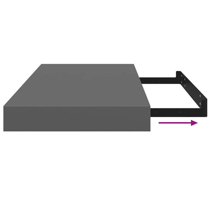 Floating Wall Shelf High Gloss Grey 50x23x3.8 cm MDF