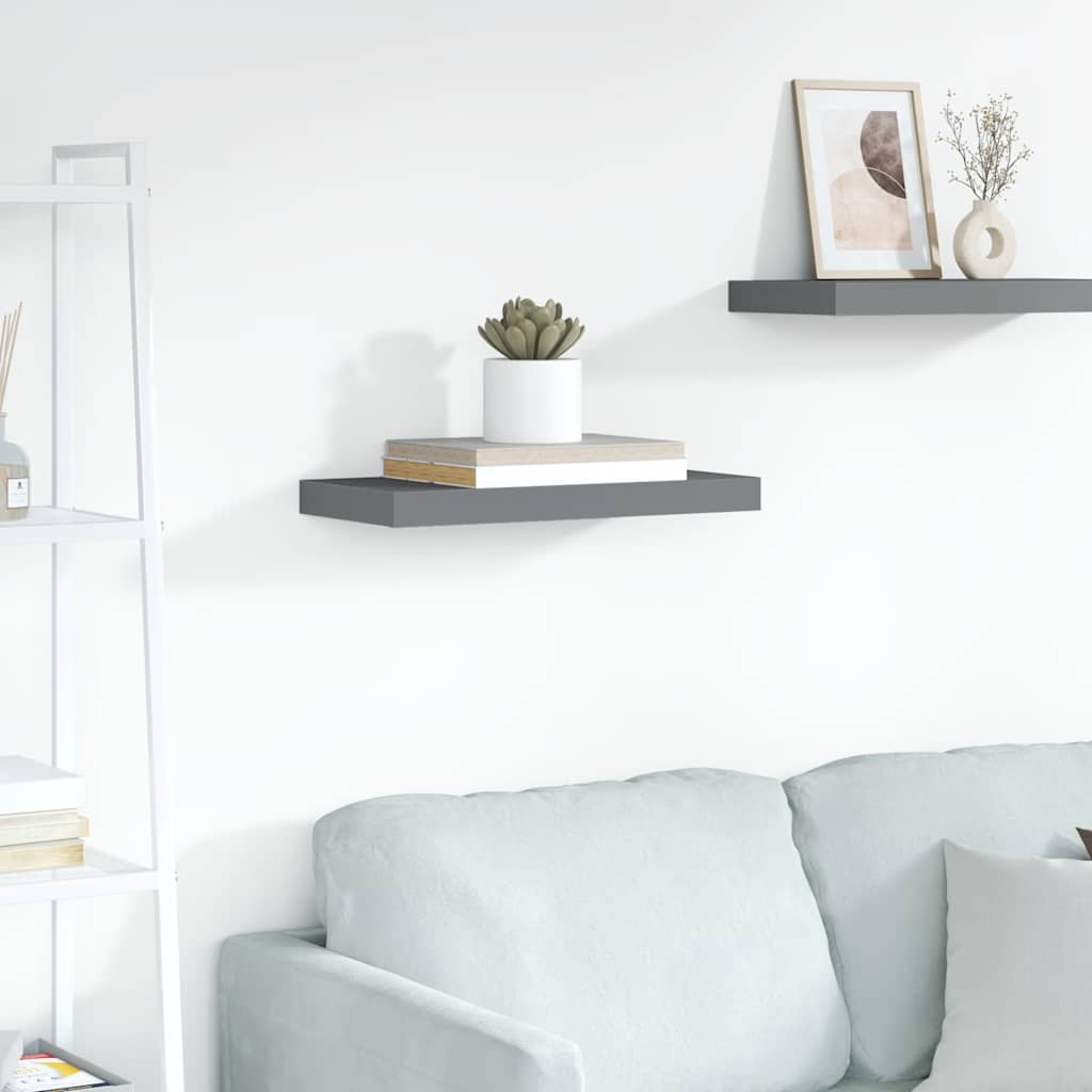 Floating Wall Shelf High Gloss Grey 50x23x3.8 cm MDF